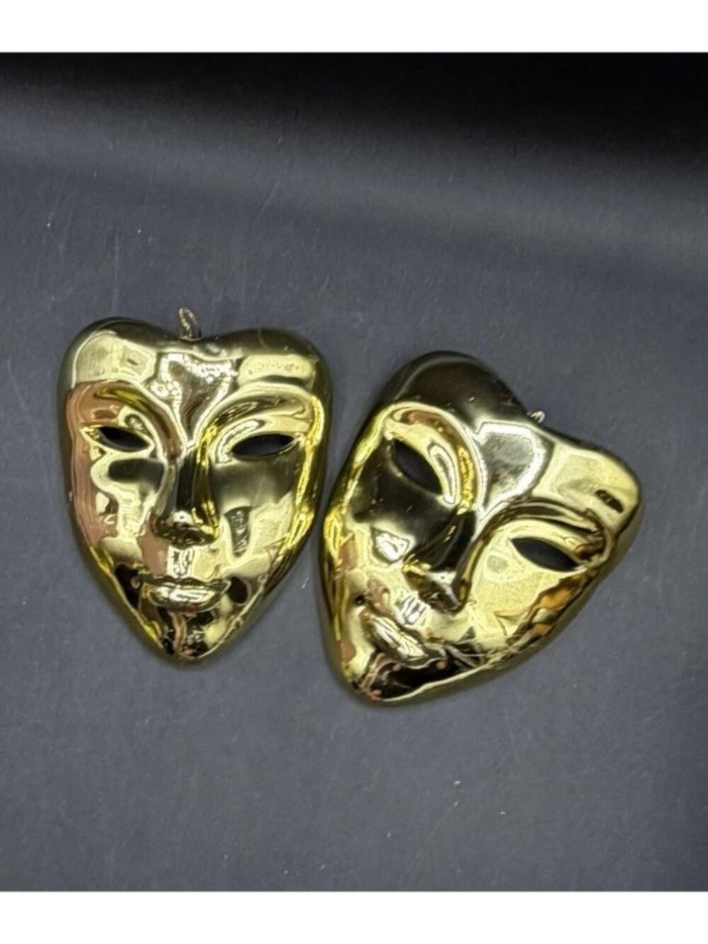 Silvestri Gold Ceramic Mask Ornaments Theater Comedy Tragedy Pair READ